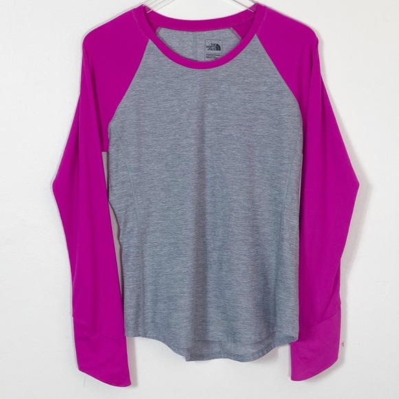 The North Face Tops - THE NORTH FACE Long Sleeve Tee Shirt Gray/Pink Medium